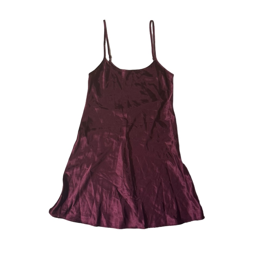 Alexander Del Rossa Purple-Toned Satin Minimalist Core Slip Dress Size Medium